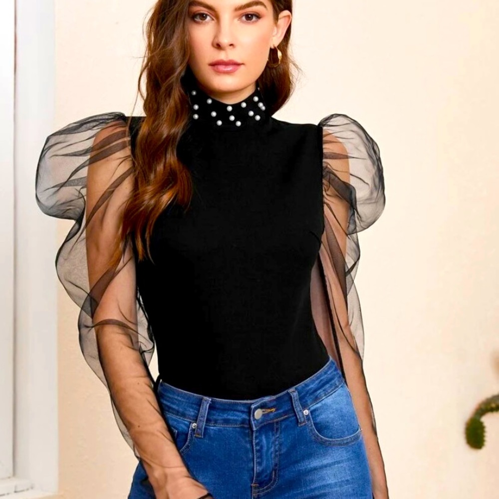 Pearl Neck Top